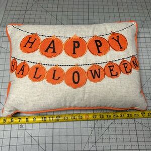 Halloween Pumpkin Holiday Pillow - Orange and Cream